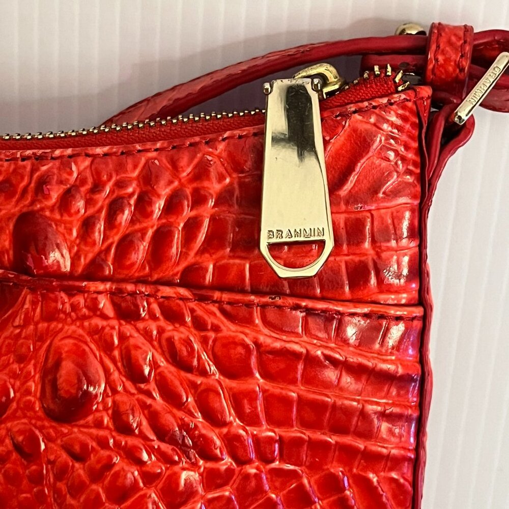 Brahmin Katie Crossbody Croc Embossed Lipstick Red Messenger Bag - Picture 2 of 12